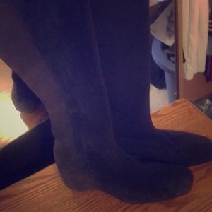 Cute - Suede two tone designer boots blue and grey